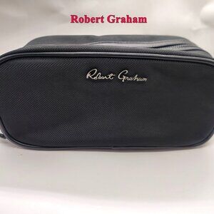 New Mens Robert Graham Hydrus Max Black Designer Toiletry Travel Bag